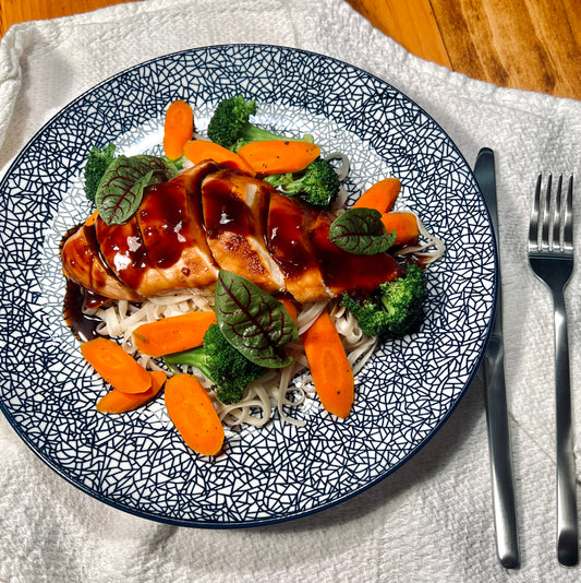 TEMPEH Miel et Ail avec Nouilles de Riz