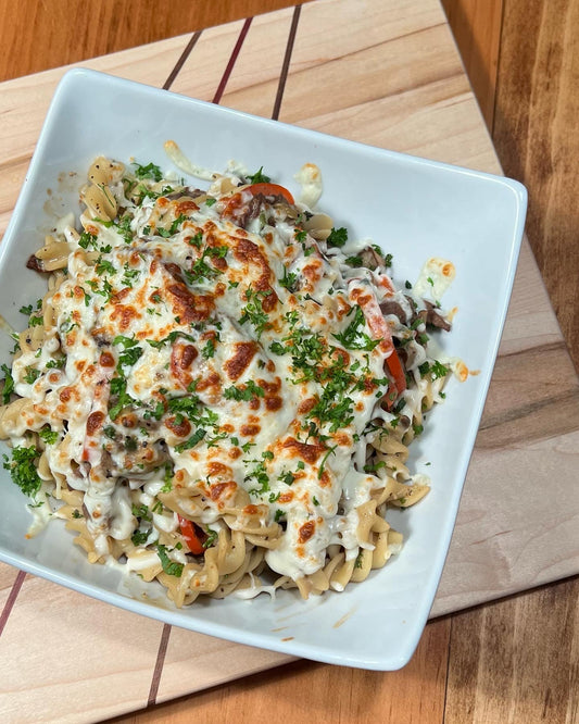 Gratin de Fusilli Crémeux au Bœuf