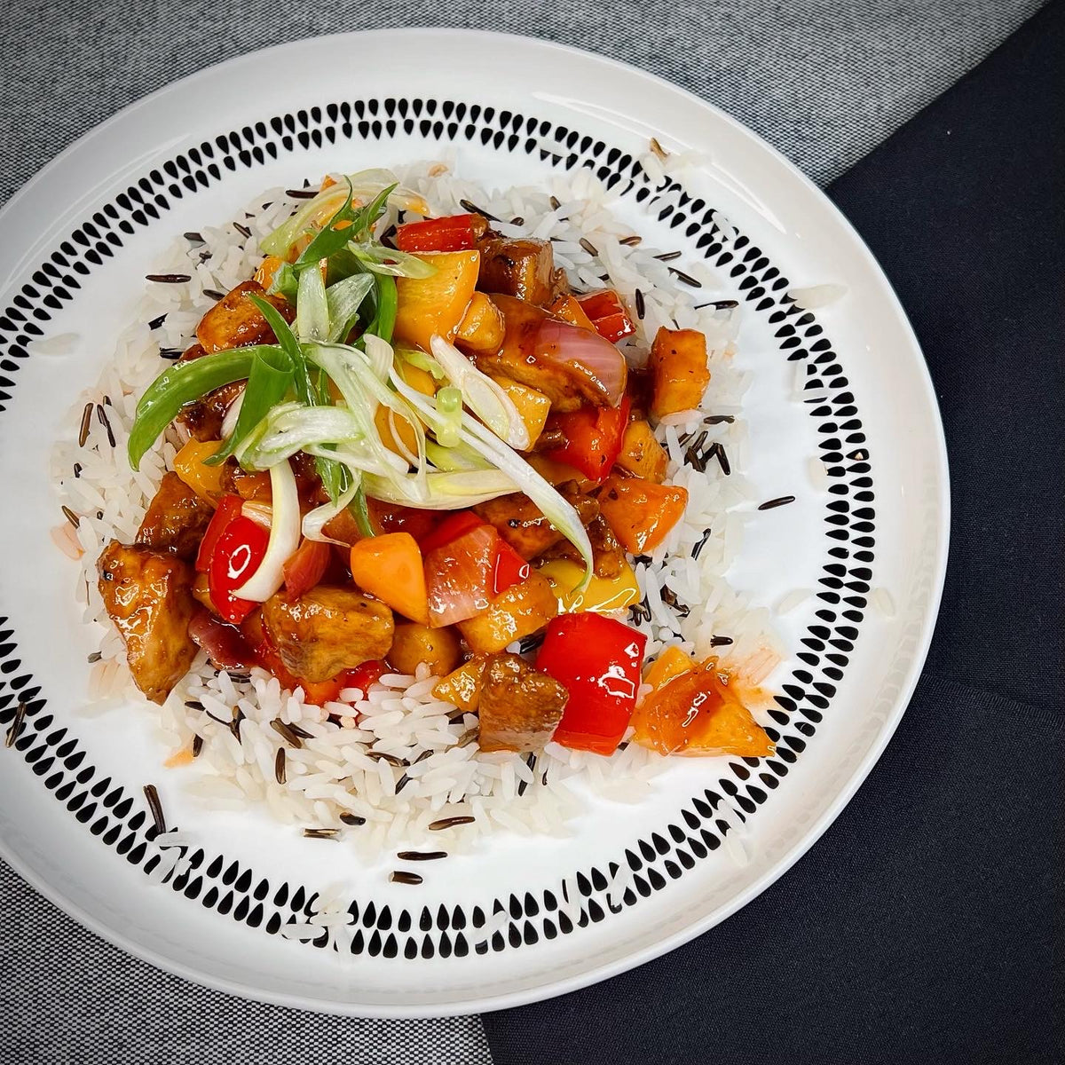 Sweet and Sour Seitan and Wild Rice
