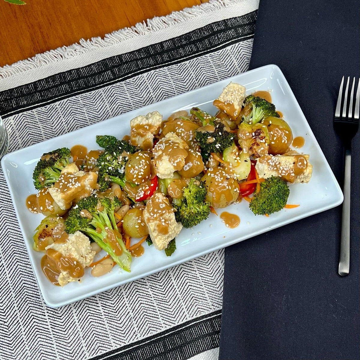 Chicken Miso Sauce with Broccoli and Roasted Potatoes