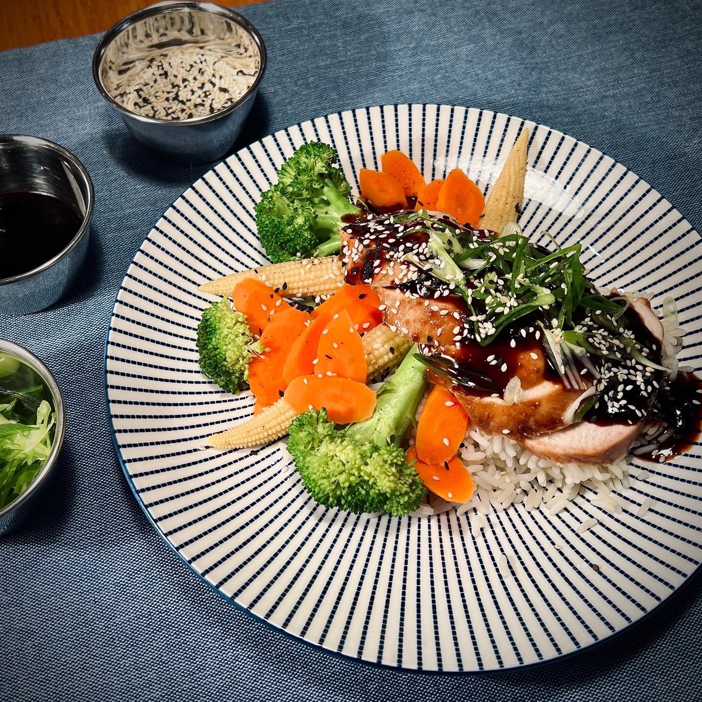 Teriyaki Chicken with Steamed Vegetables and Rice