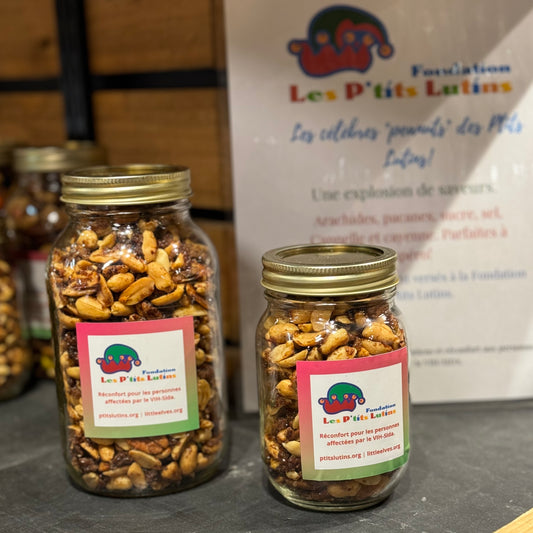Mélanges de noix et d'arachides de la Fondation des P'tits Lutins (sucré et un peu épicé)
