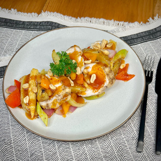 Poulet Chili Doux et Patates Rôties