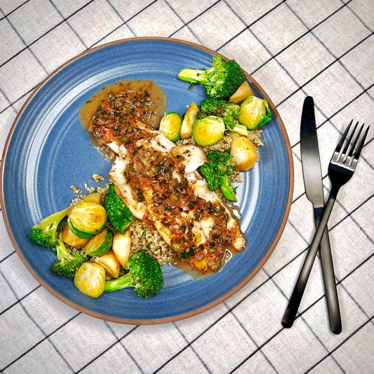 Tilapia Poêlé Sauce au Vin, Citron et Câpres avec Quinoa