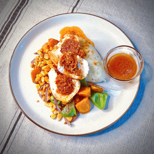 Poulet Rôti au Pesto de Tomates Séchées et Purée de Pommes de Terre