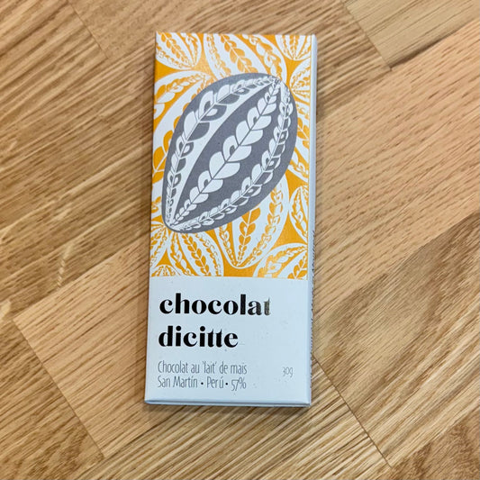 Chocolat dicitte - Chocolat au lait de maïs - Saint Martin / Pérou - 57%