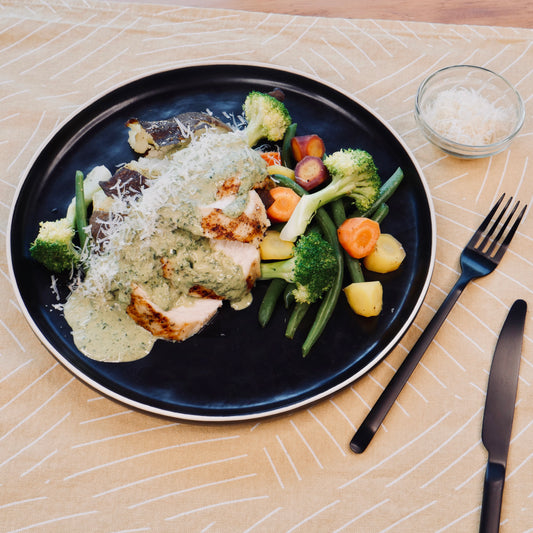 Poulet Grillé Sauce Crémeuse aux Asperges avec Patates Écrasées