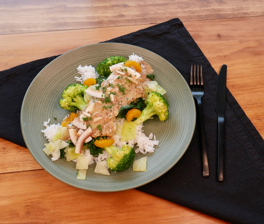 Morue aux Agrumes et Noix de Coco avec riz