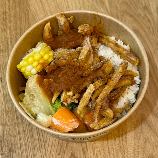 **Seulement 3 de dispo** SEITAN Sauce BBQ Orange et Sésame avec Riz (Congelé)