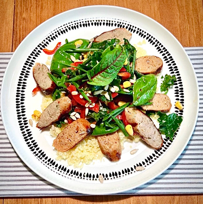 Spinach and Italian Sausage Salad with Sundried Tomato Vinaigrette