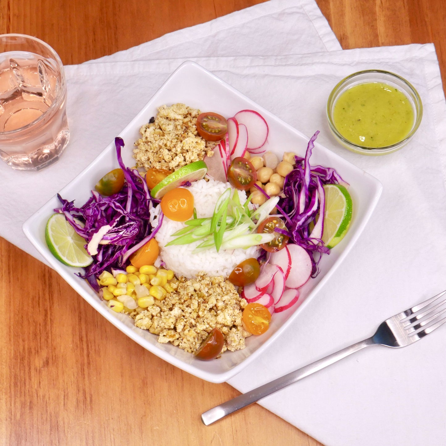 Chipotle Lime TEMPEH Bowl with Rice / Mango Vinaigrette / (Slightly spicy)