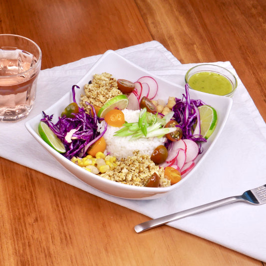 Bol de Poulet Chipotle et Lime avec Riz / Vinaigrette à la Mangue / (Un peu épicé)