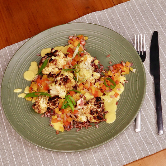 Chou-Fleur Grillé Sauce aux Noix de Cajou avec Riz Rouge
