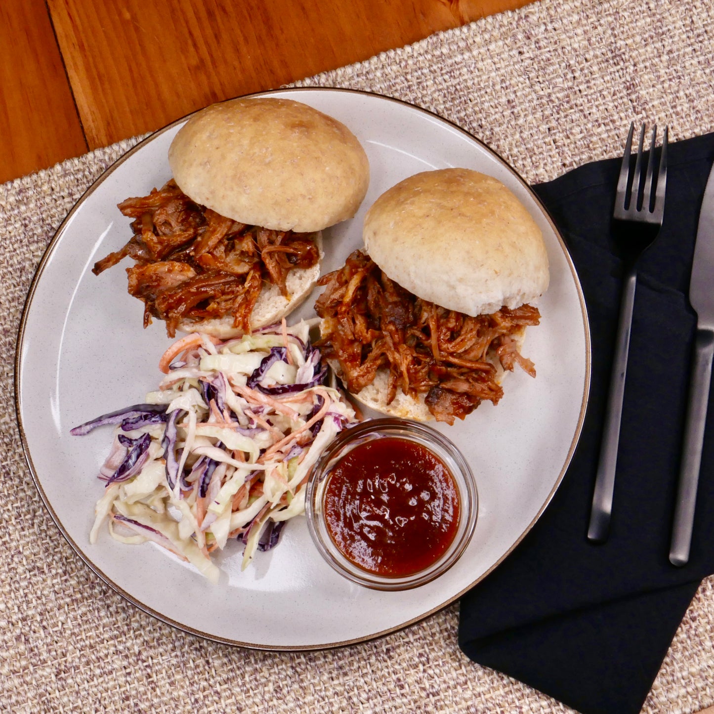 BBQ SEITAN with Homemade Bread and Coleslaw