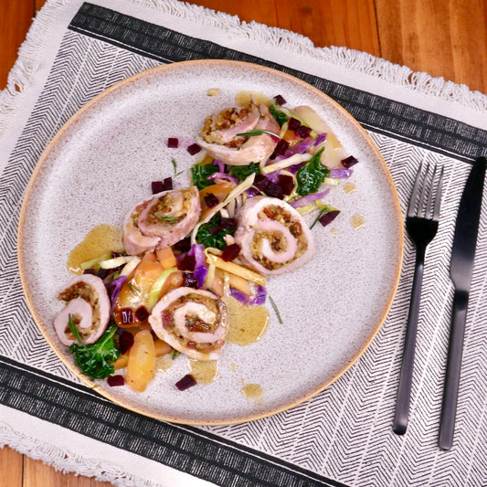 Porc Farci à la Pomme et Sauge avec Sauce Miel Moutarde