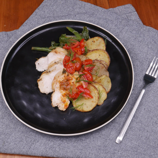 Poulet Grillé Chutney aux Tomates Cerises et Patates Rôties