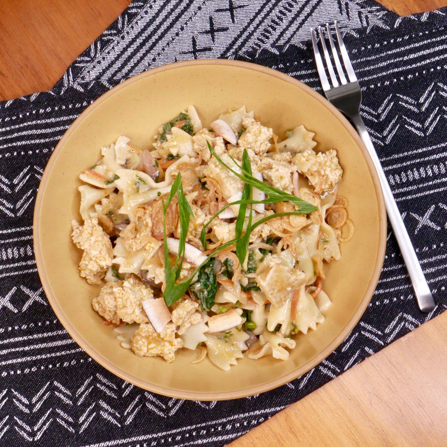 Creamy Coconut Farfalle with Braised Tofu