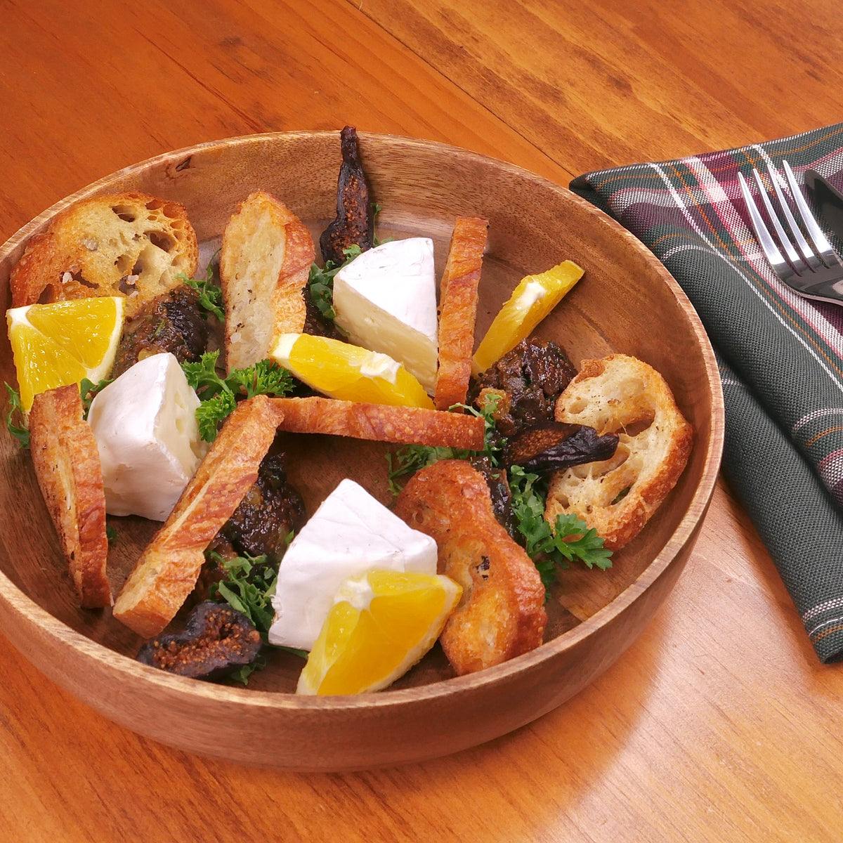 Thanksgiving Menu - Brie with Fig and Caramelized Onion Chutney with Homemade Croutons