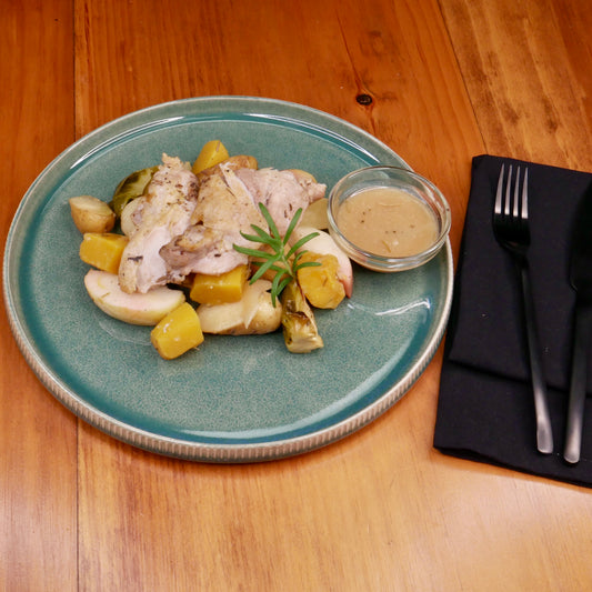 Poulet Glacé à la Pomme et Pommes de Terre Rattes