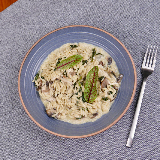 Nouveau! - Orzo Crémeux aux Champignons et Épinards avec Poulet Grillé