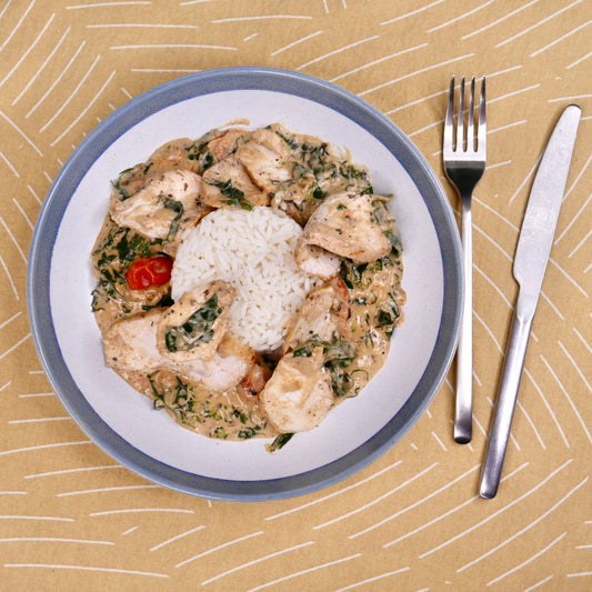 Nouveau! Poulet Crémeux au Kale Toscan avec Riz
