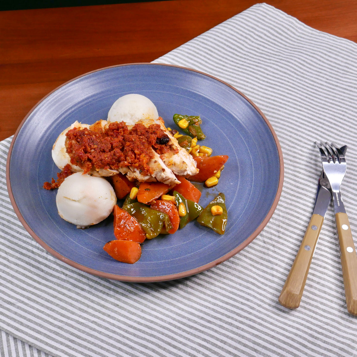Roast Chicken with Sun-Dried Tomato Pesto and Mashed Potatoes