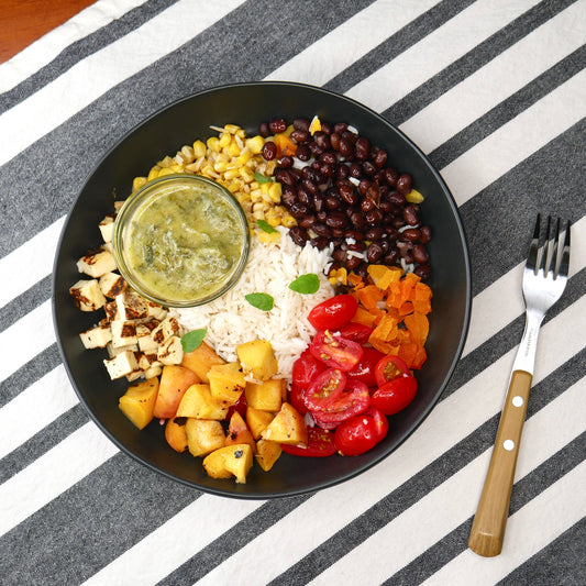 New! Peach & Halloumi Bowl with Coconut Rice
