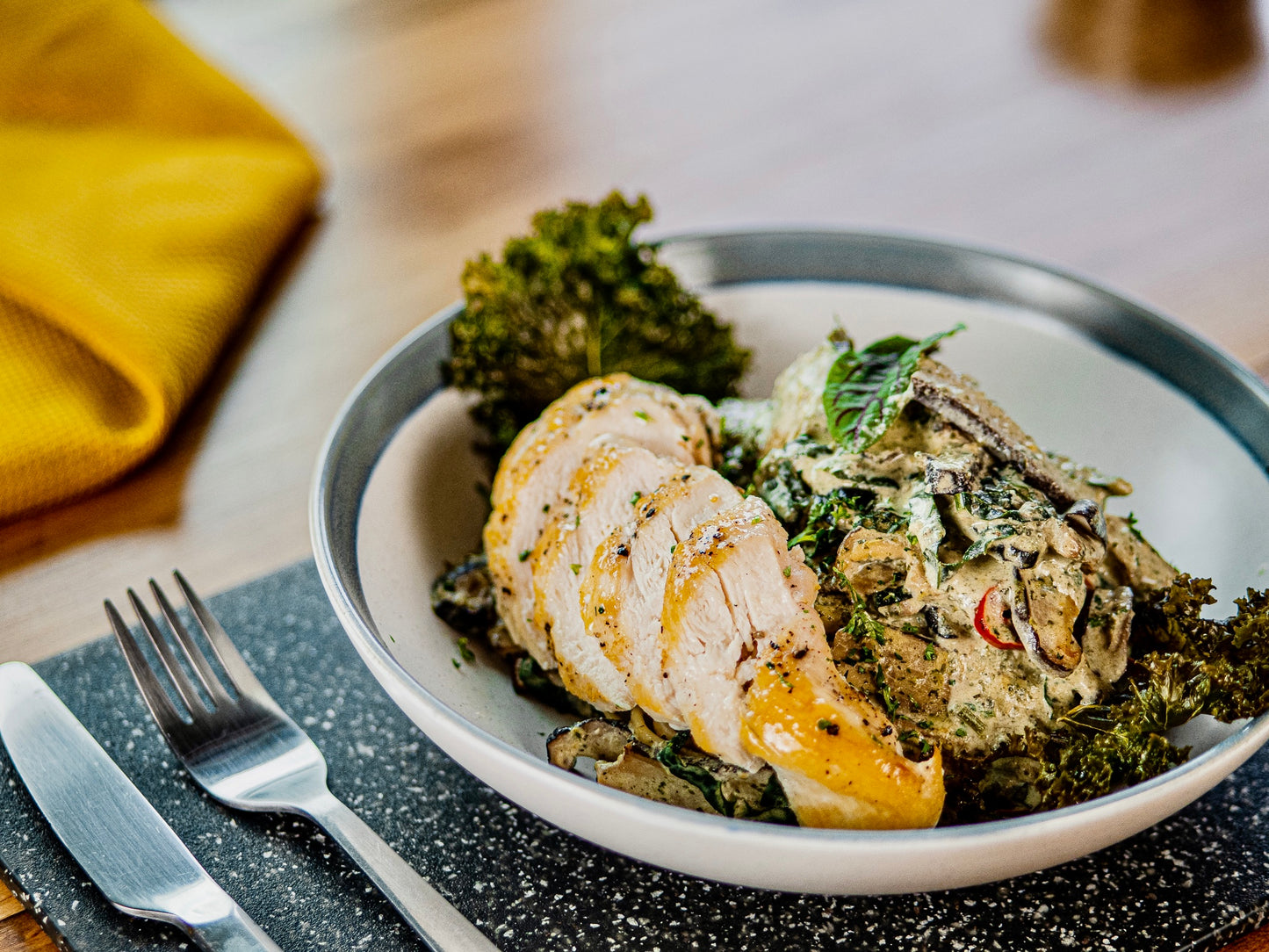 kale fait maison boite repas santé poulet